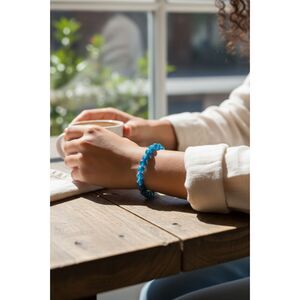 Turquoise Blue Stone Bead Stretch Bracelet 8mm